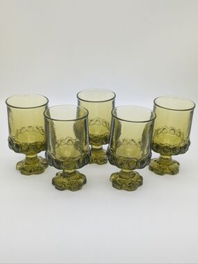 Vintage (1970s) Tiffin Franciscan Madeira Green Glasses